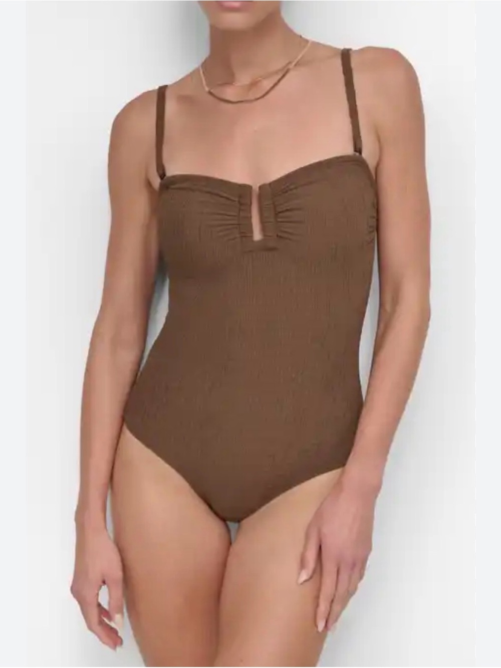 NWT DKNY Ribbed One-Piece Swimsuit in Brown size M